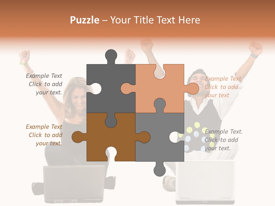 A Man And A Woman Sitting On A Laptop PowerPoint Template