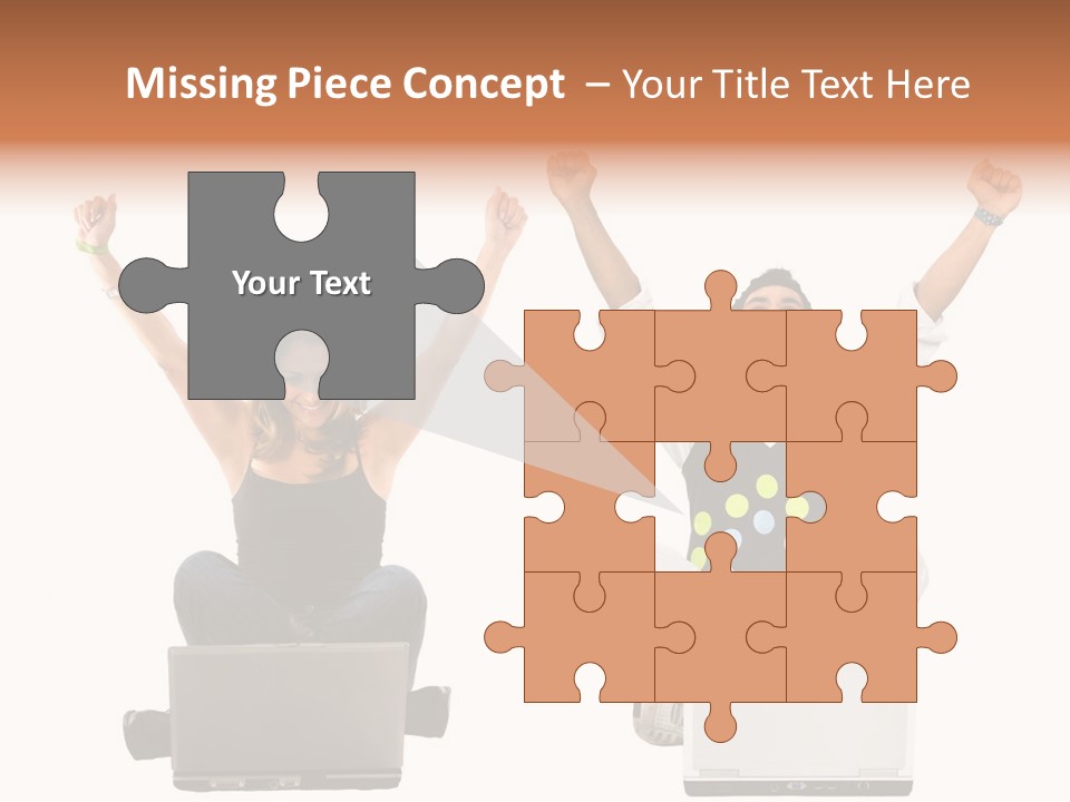 A Man And A Woman Sitting On A Laptop PowerPoint Template