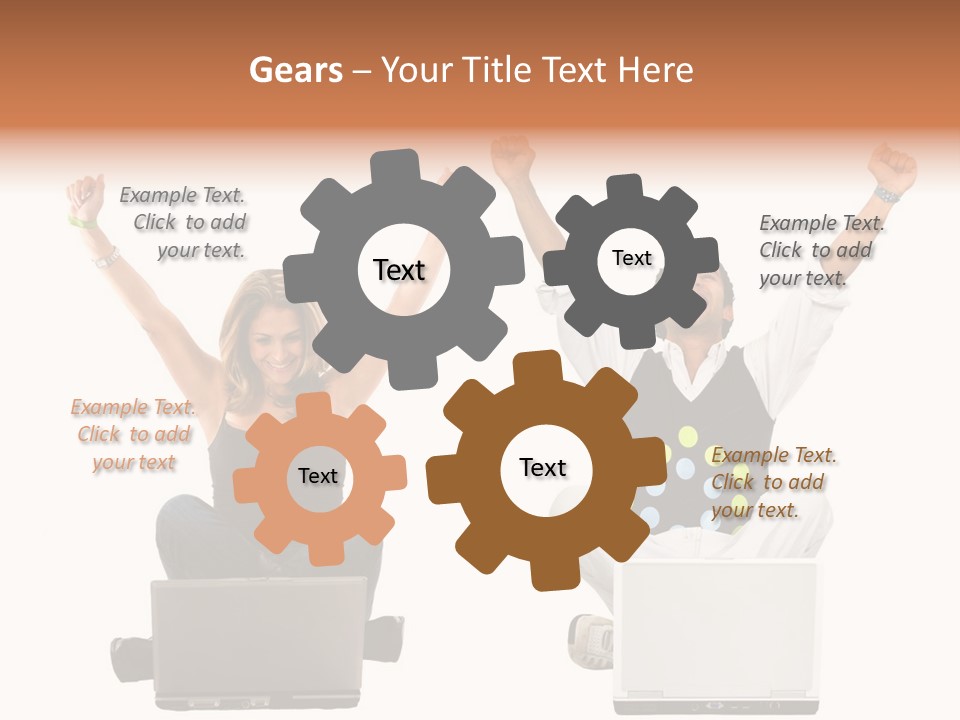 A Man And A Woman Sitting On A Laptop PowerPoint Template