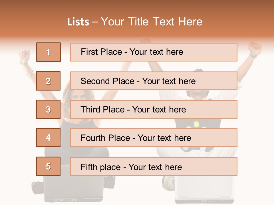 A Man And A Woman Sitting On A Laptop PowerPoint Template