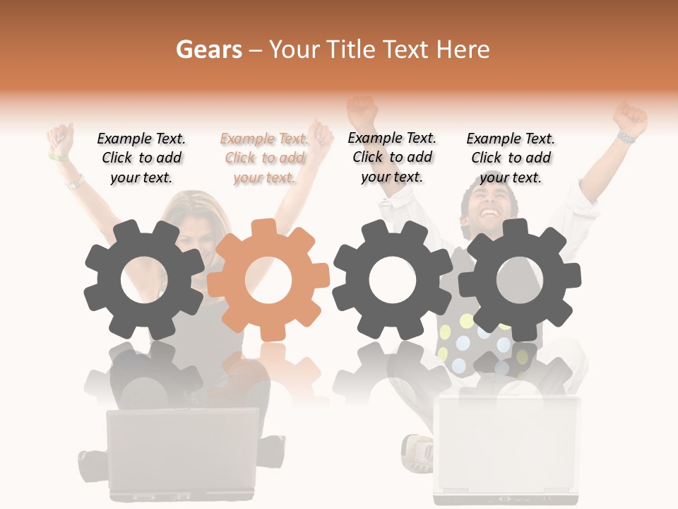 A Man And A Woman Sitting On A Laptop PowerPoint Template