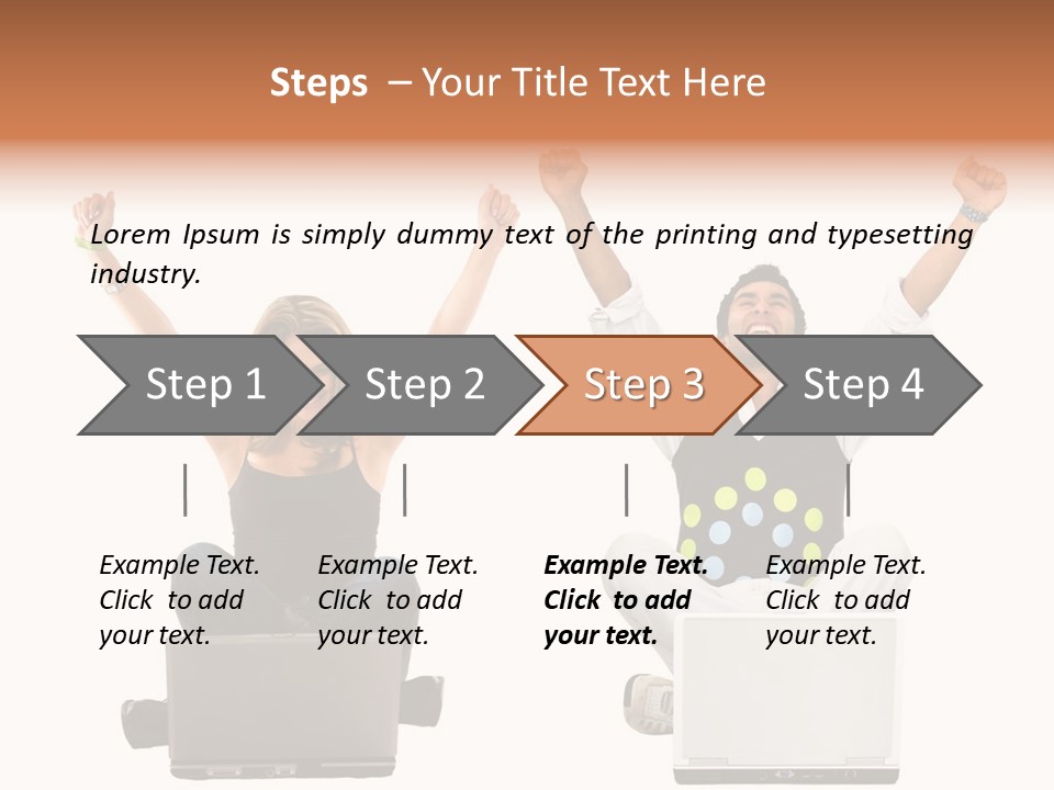 A Man And A Woman Sitting On A Laptop PowerPoint Template
