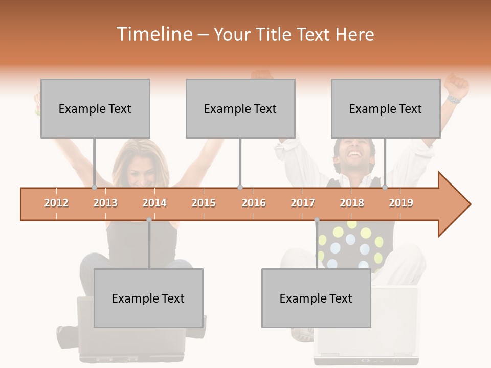 A Man And A Woman Sitting On A Laptop PowerPoint Template