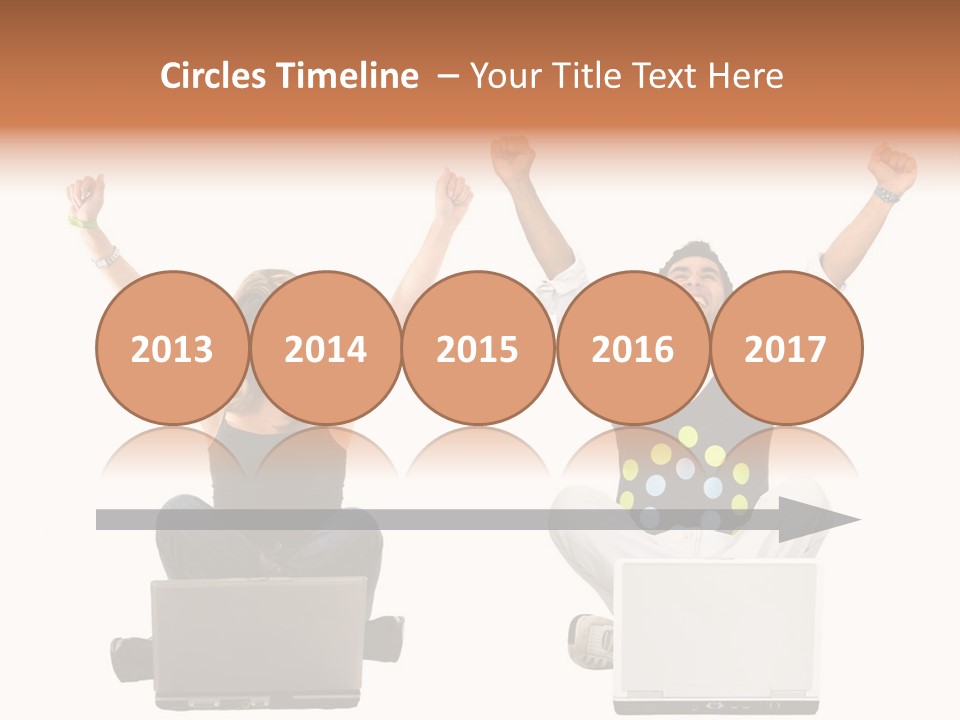 A Man And A Woman Sitting On A Laptop PowerPoint Template