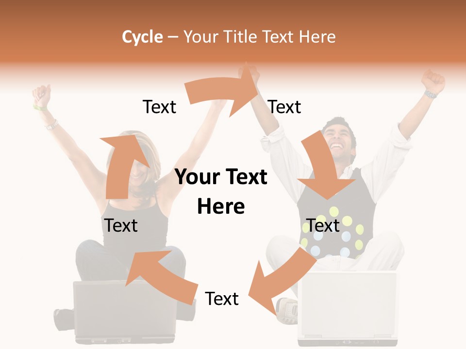 A Man And A Woman Sitting On A Laptop PowerPoint Template