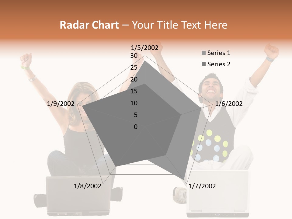 A Man And A Woman Sitting On A Laptop PowerPoint Template