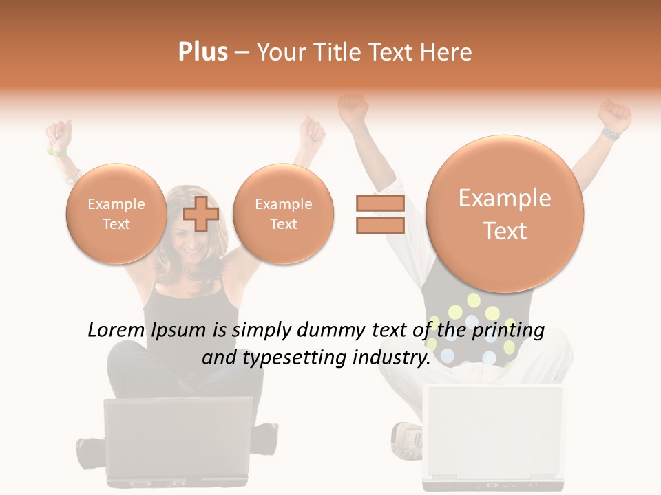 A Man And A Woman Sitting On A Laptop PowerPoint Template
