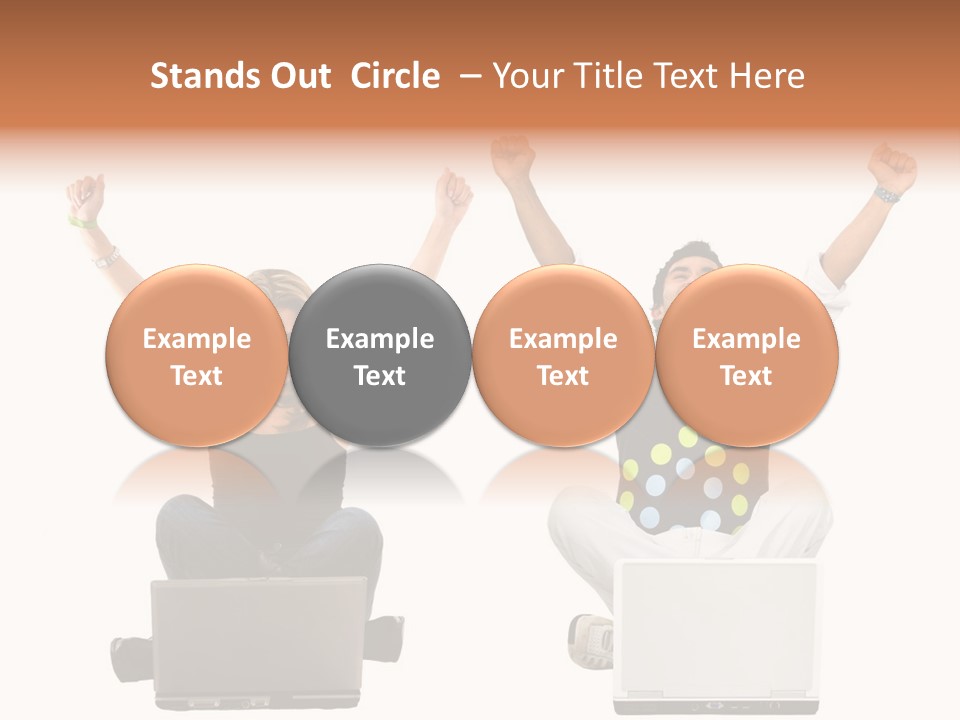 A Man And A Woman Sitting On A Laptop PowerPoint Template