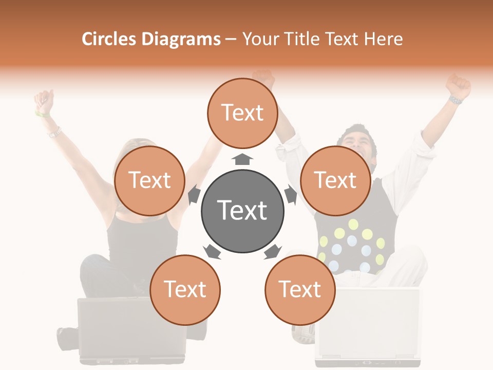 A Man And A Woman Sitting On A Laptop PowerPoint Template