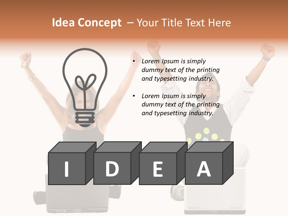 A Man And A Woman Sitting On A Laptop PowerPoint Template