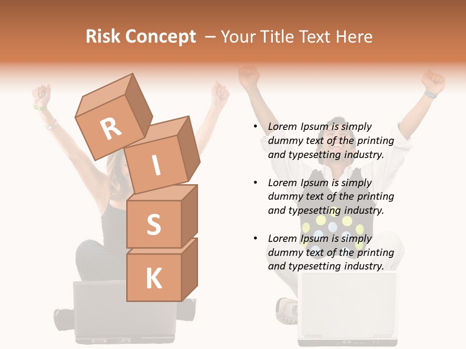 A Man And A Woman Sitting On A Laptop PowerPoint Template