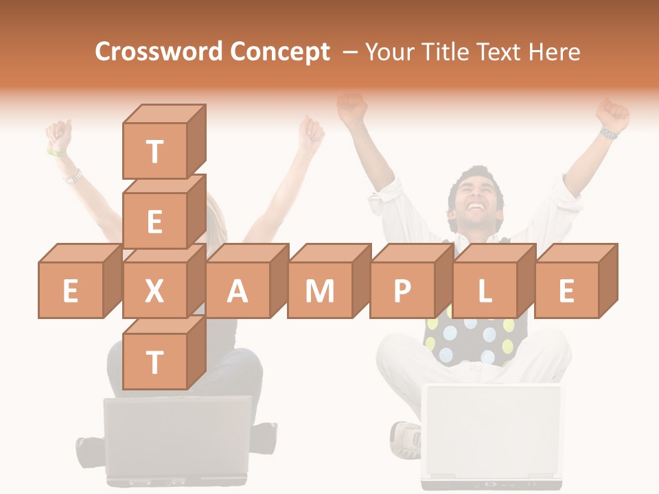 A Man And A Woman Sitting On A Laptop PowerPoint Template