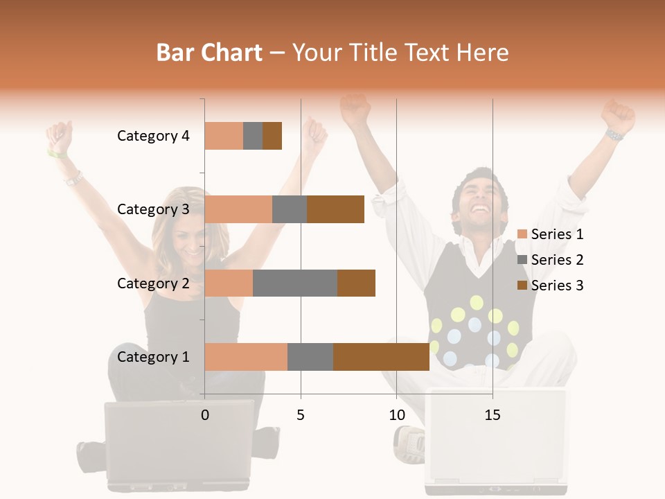 A Man And A Woman Sitting On A Laptop PowerPoint Template