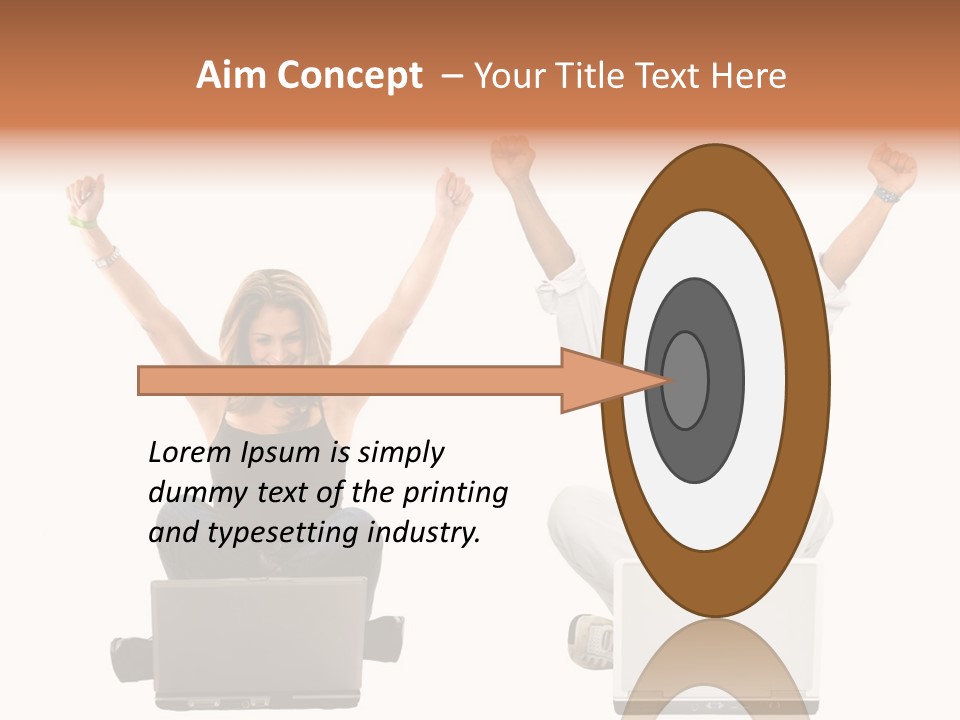 A Man And A Woman Sitting On A Laptop PowerPoint Template