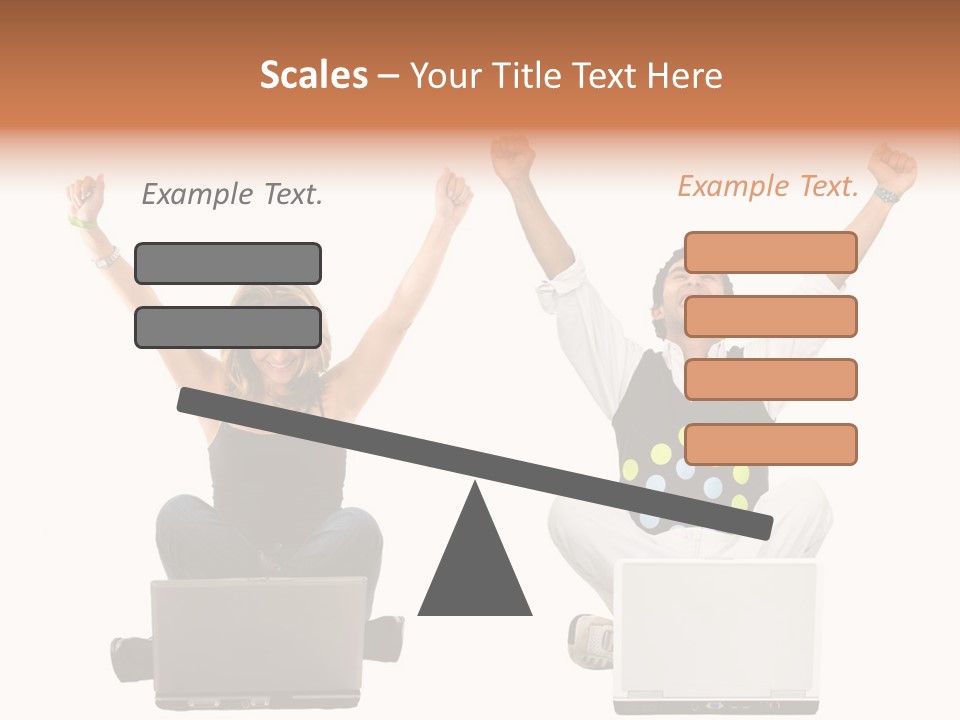 A Man And A Woman Sitting On A Laptop PowerPoint Template