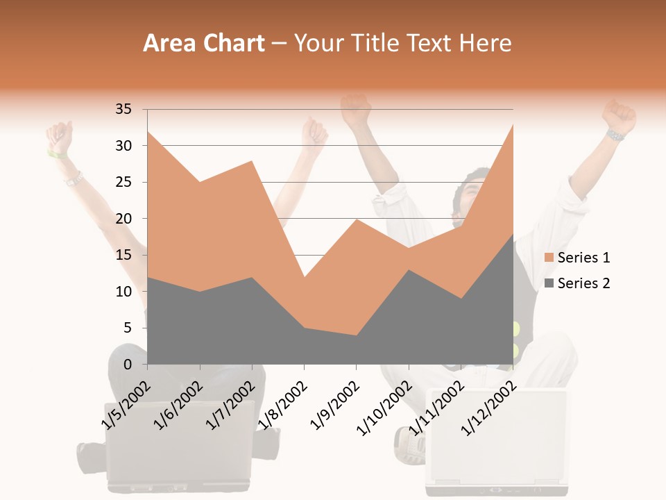 A Man And A Woman Sitting On A Laptop PowerPoint Template