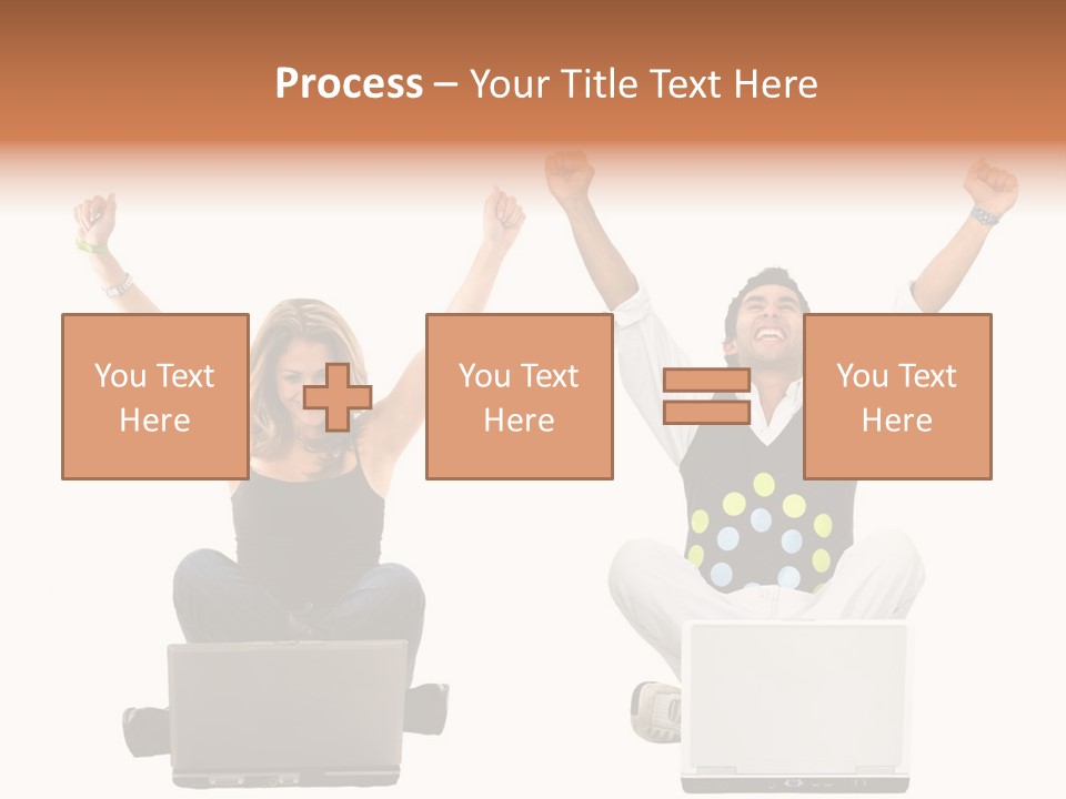 A Man And A Woman Sitting On A Laptop PowerPoint Template