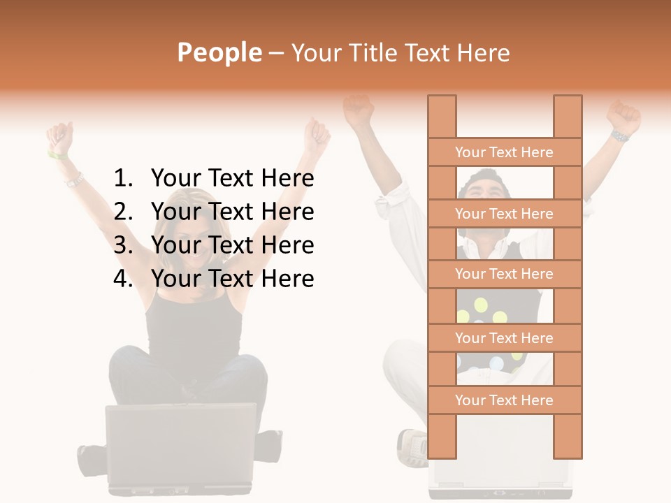 A Man And A Woman Sitting On A Laptop PowerPoint Template