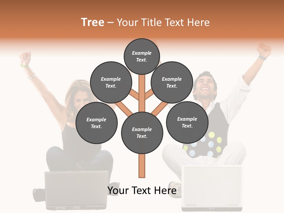 A Man And A Woman Sitting On A Laptop PowerPoint Template