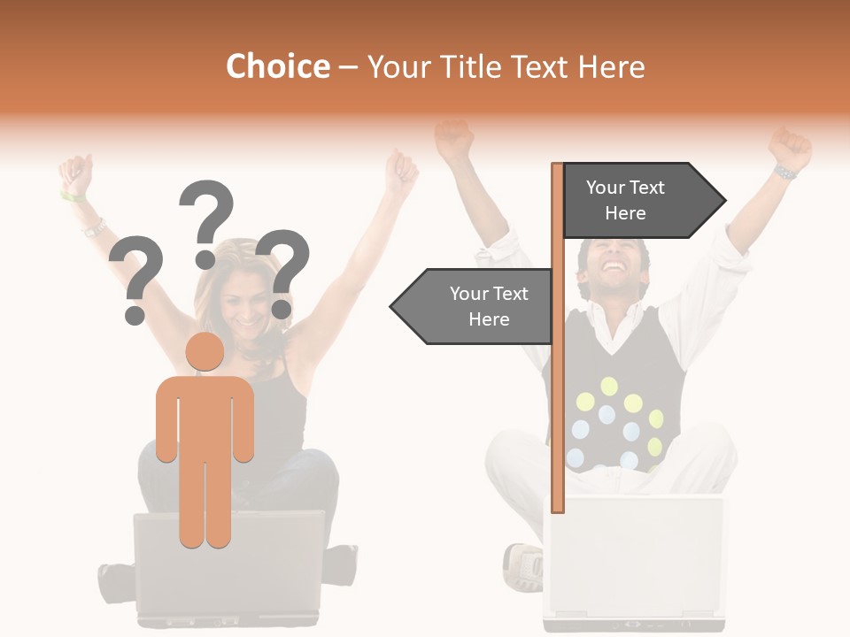 A Man And A Woman Sitting On A Laptop PowerPoint Template