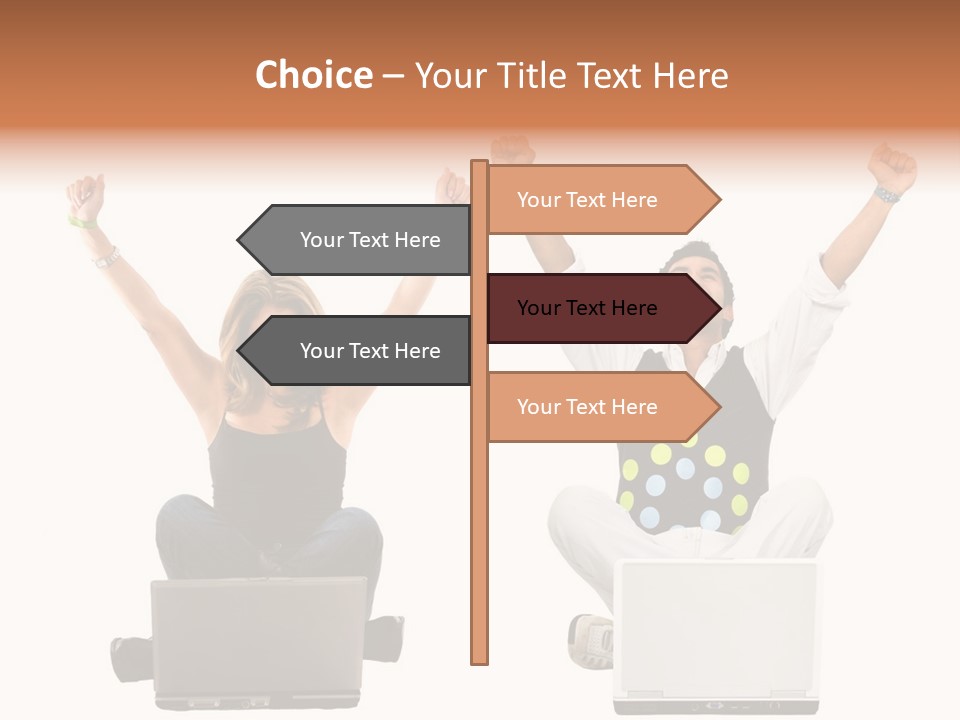 A Man And A Woman Sitting On A Laptop PowerPoint Template