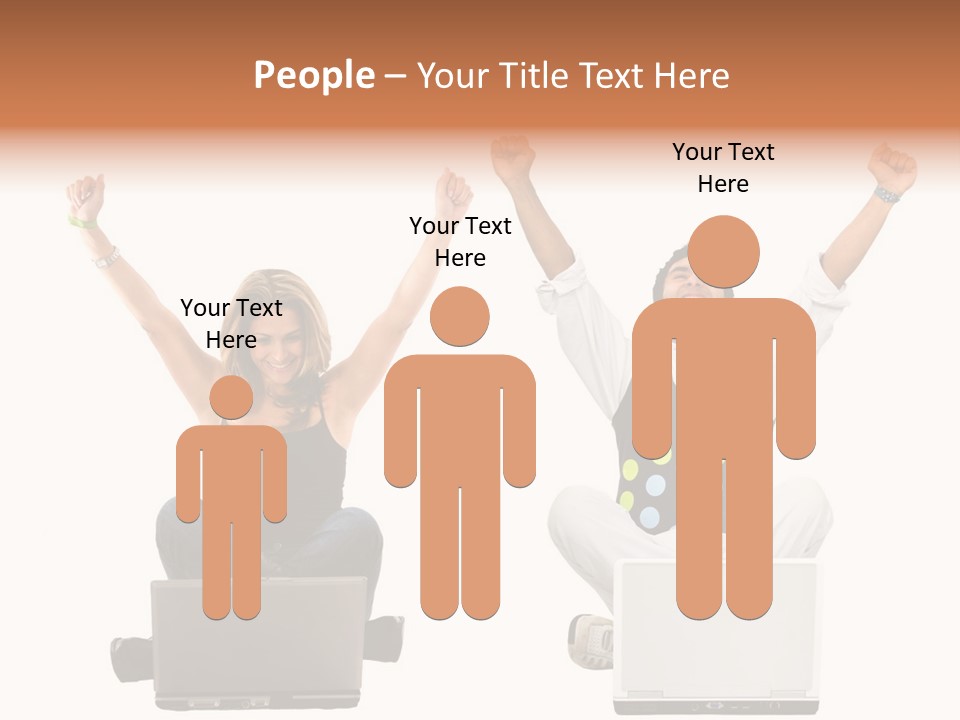 A Man And A Woman Sitting On A Laptop PowerPoint Template