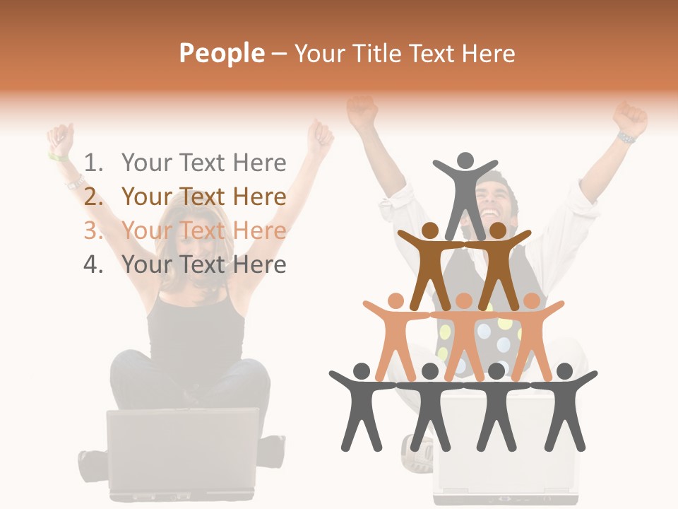 A Man And A Woman Sitting On A Laptop PowerPoint Template