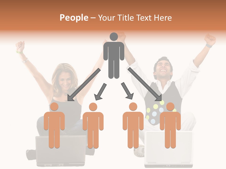 A Man And A Woman Sitting On A Laptop PowerPoint Template