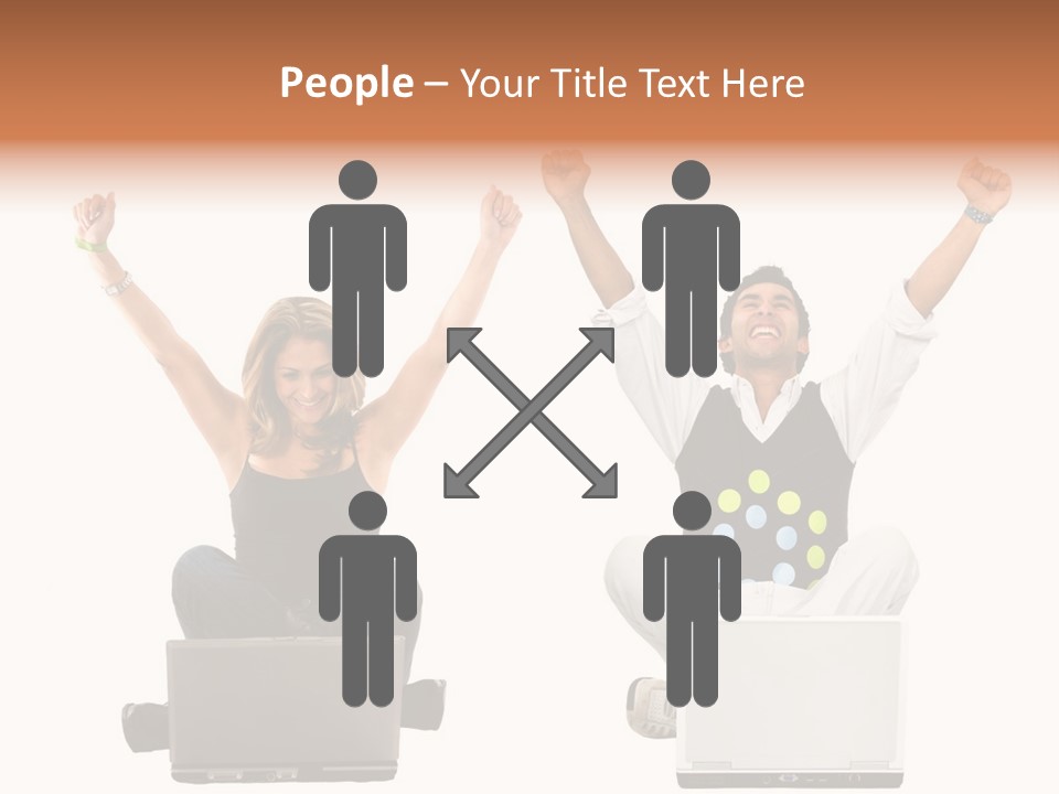 A Man And A Woman Sitting On A Laptop PowerPoint Template