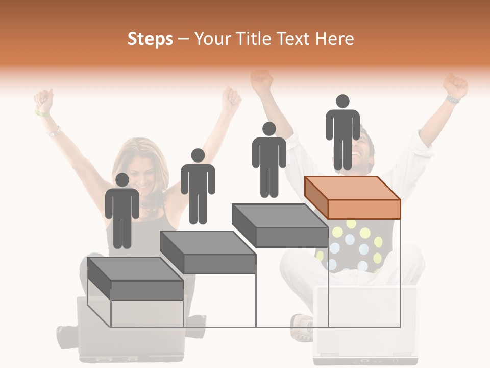 A Man And A Woman Sitting On A Laptop PowerPoint Template