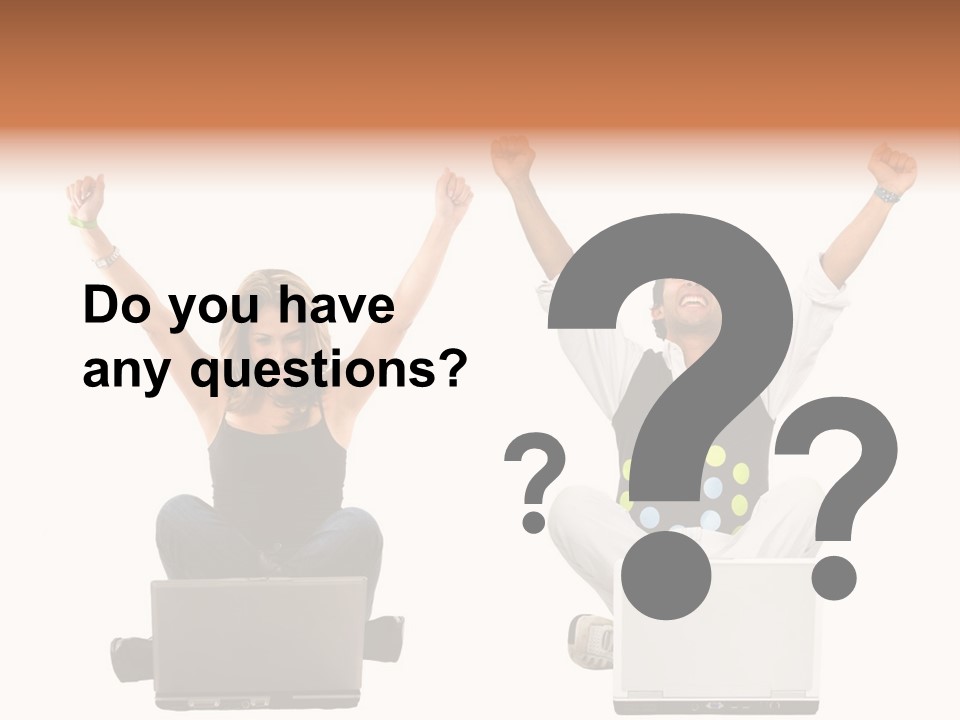 A Man And A Woman Sitting On A Laptop PowerPoint Template