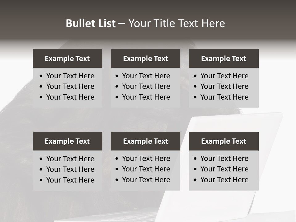 Monkey (Mixed-Breed Between Chimpanzee And Bonobo)V Playing With A Laptop In Front Of A White Background PowerPoint Template
