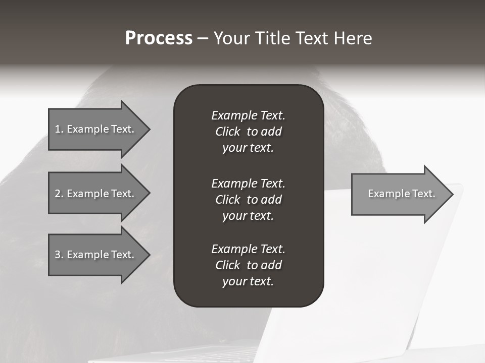 Monkey (Mixed-Breed Between Chimpanzee And Bonobo)V Playing With A Laptop In Front Of A White Background PowerPoint Template