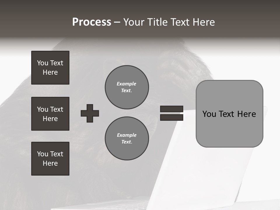 Monkey (Mixed-Breed Between Chimpanzee And Bonobo)V Playing With A Laptop In Front Of A White Background PowerPoint Template