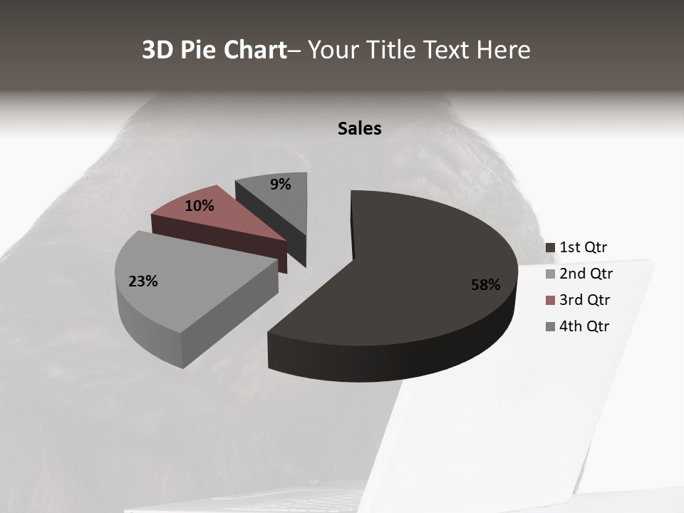 Monkey (Mixed-Breed Between Chimpanzee And Bonobo)V Playing With A Laptop In Front Of A White Background PowerPoint Template