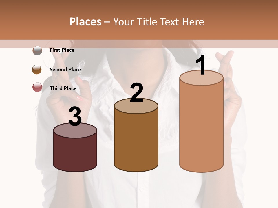 African American Businesswoman Smiling Showing Fingers Crossed PowerPoint Template