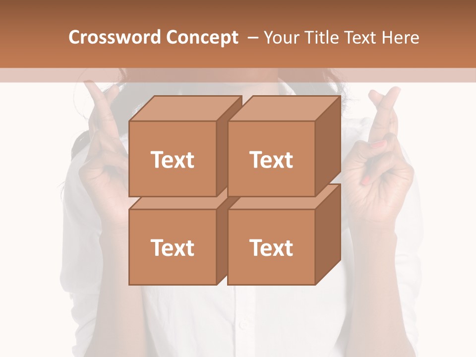 African American Businesswoman Smiling Showing Fingers Crossed PowerPoint Template