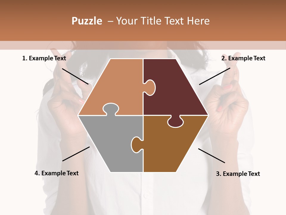 African American Businesswoman Smiling Showing Fingers Crossed PowerPoint Template