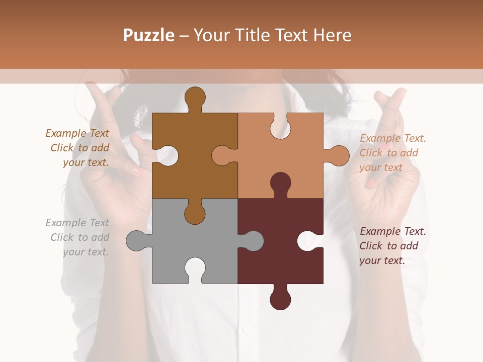 African American Businesswoman Smiling Showing Fingers Crossed PowerPoint Template