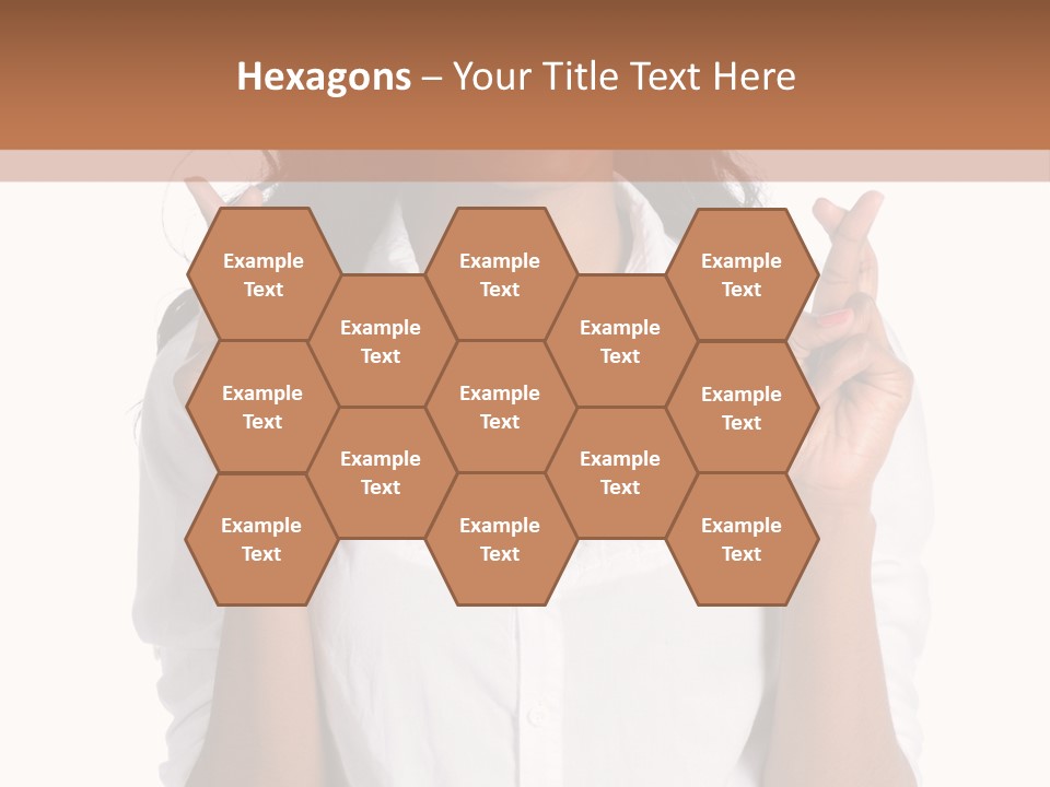 African American Businesswoman Smiling Showing Fingers Crossed PowerPoint Template