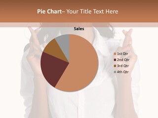 African American Businesswoman Smiling Showing Fingers Crossed PowerPoint Template