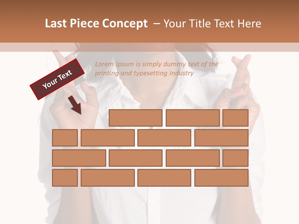 African American Businesswoman Smiling Showing Fingers Crossed PowerPoint Template