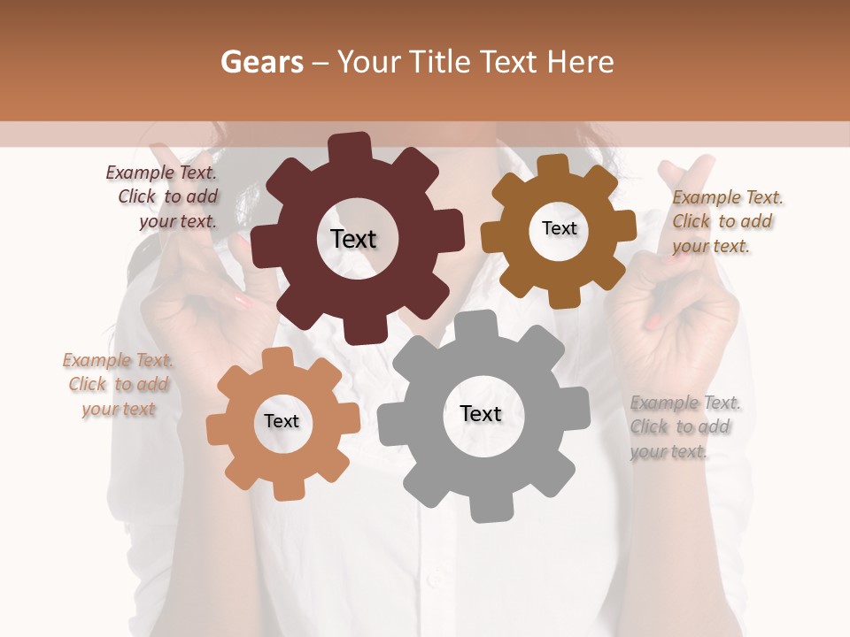 African American Businesswoman Smiling Showing Fingers Crossed PowerPoint Template