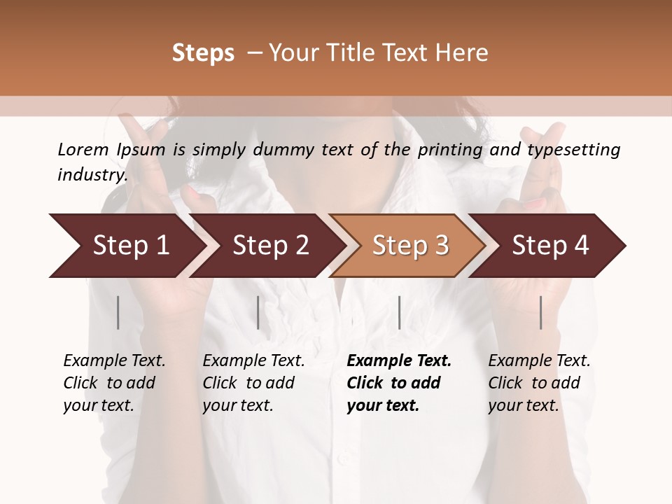 African American Businesswoman Smiling Showing Fingers Crossed PowerPoint Template
