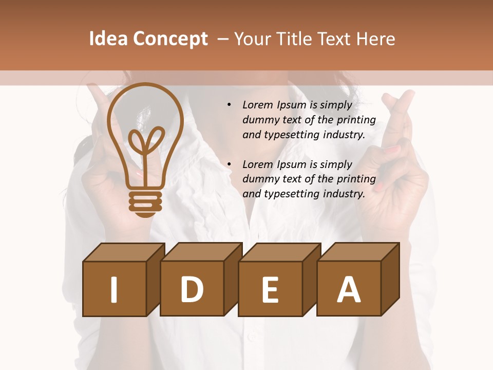 African American Businesswoman Smiling Showing Fingers Crossed PowerPoint Template