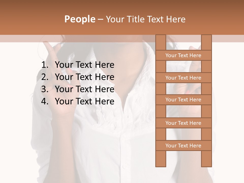 African American Businesswoman Smiling Showing Fingers Crossed PowerPoint Template