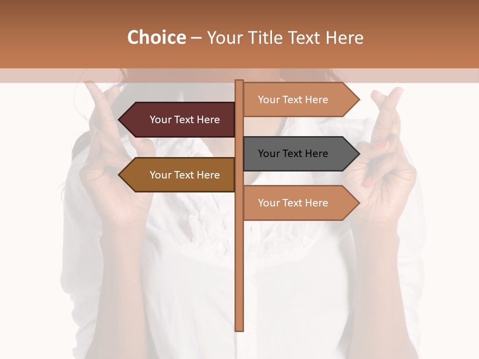 African American Businesswoman Smiling Showing Fingers Crossed PowerPoint Template