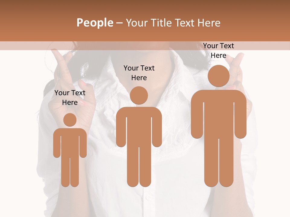African American Businesswoman Smiling Showing Fingers Crossed PowerPoint Template