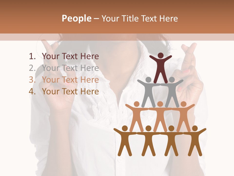 African American Businesswoman Smiling Showing Fingers Crossed PowerPoint Template