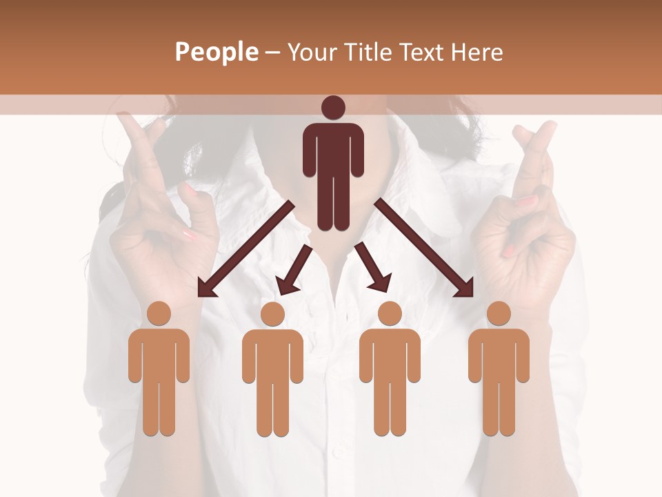 African American Businesswoman Smiling Showing Fingers Crossed PowerPoint Template